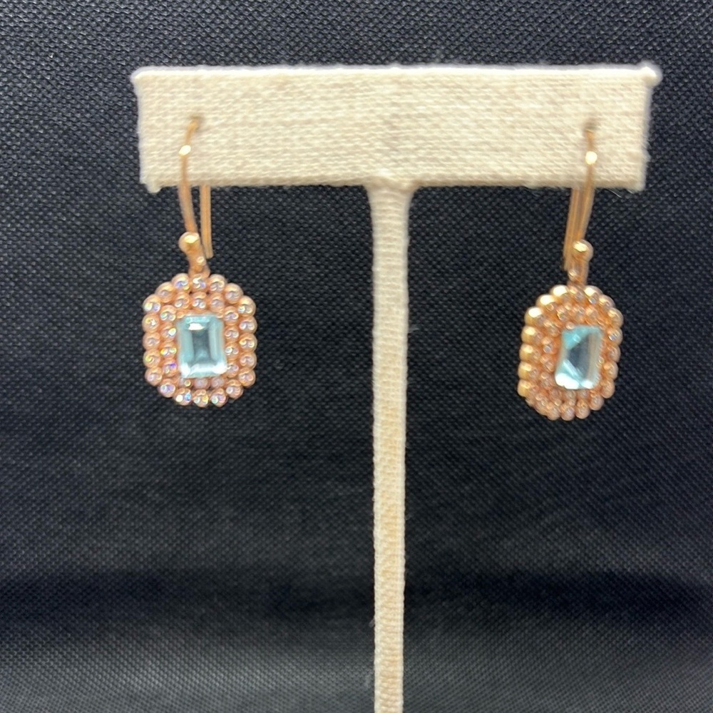 Art Deco Blue Topaz, Australian crystal, rose gold vermeil over sterling silver - Picture 5 of 5